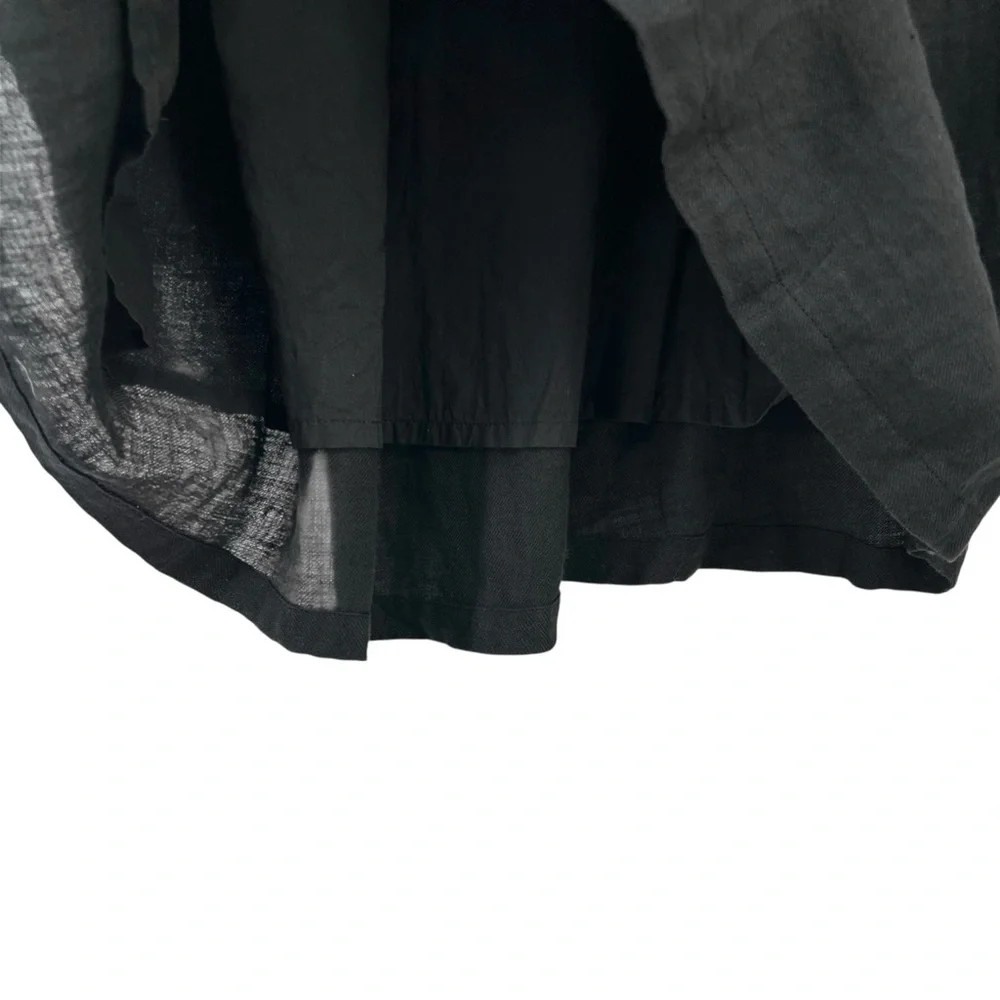 NWOT ICHI Color Linen Skirt - Black Linen Gathered Fully Lined Midi Maxi Skirt